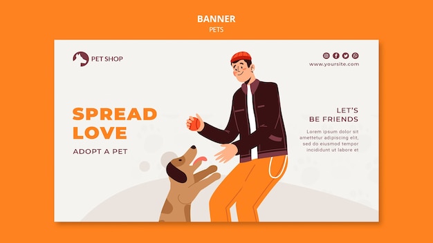 Free PSD pet shop horizontal banner template