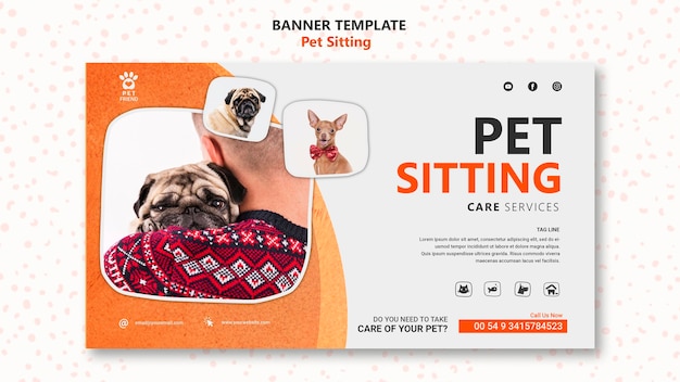 Free PSD pet sitting concept banner template