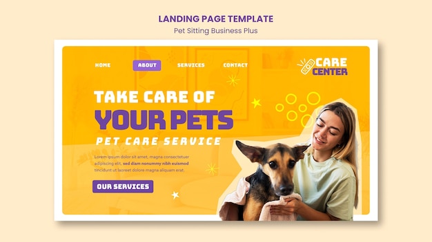 Pet sitting job landing page template