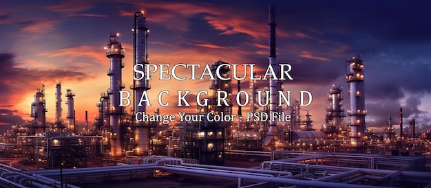 Free PSD petrochemical industry with twilight sky