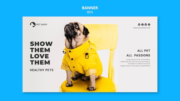 Pets banner template with photo