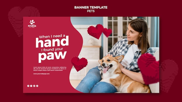 Free PSD pets horizontal banner with photo