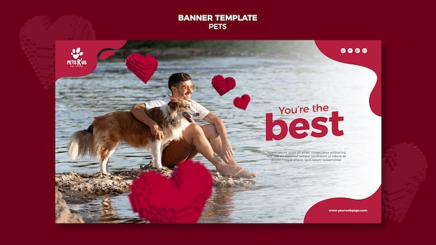 Free PSD pets horizontal banner with photo