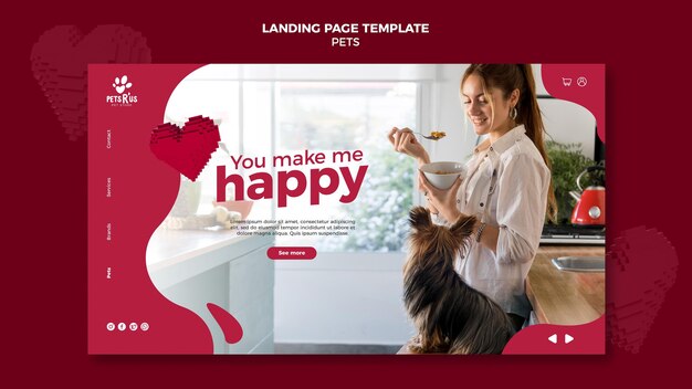 Free PSD pets landing page with photo