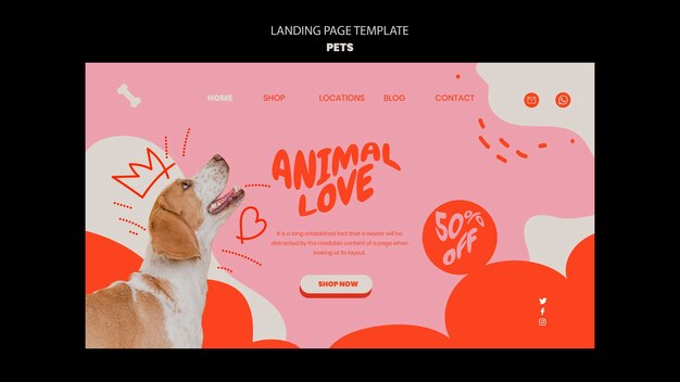 Pets template of landing page design