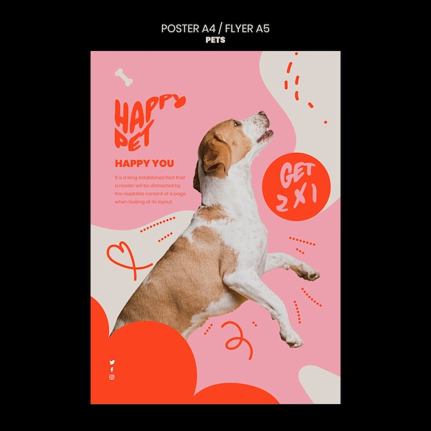 Free PSD pets template of vertical poster design