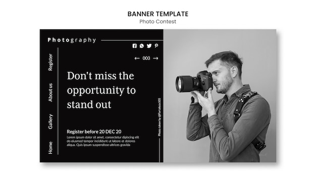 Free PSD photo contest banner template  style