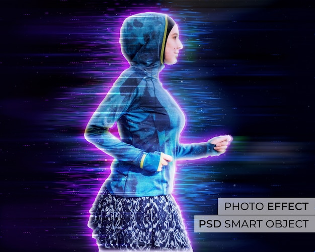 Free PSD photo effect hologram design