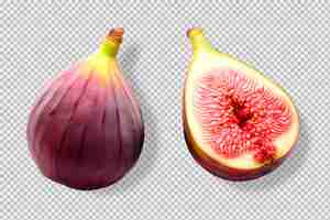 Free PSD photo of an whole and a halved figs isolated on a transparent background