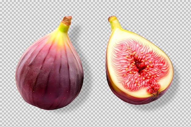 Free PSD photo of an whole and a halved figs isolated on a transparent background