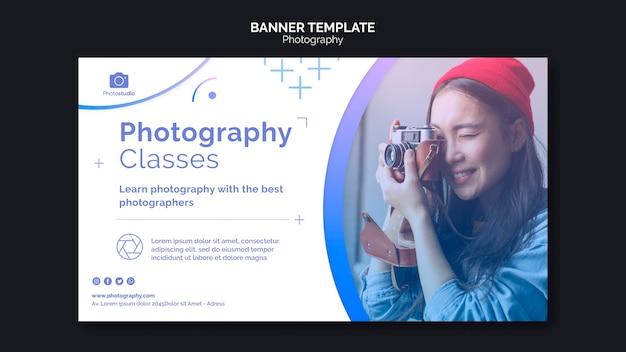 Free PSD photography classes banner web template