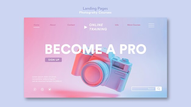 Photography concept landing page template