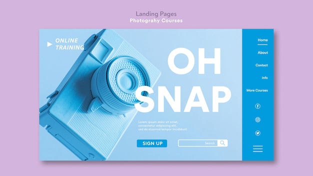 Free PSD photography concept landing page template