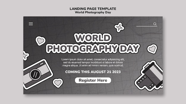 Free PSD photography day celebration landing page