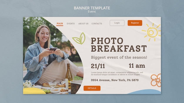 Free PSD photography event landing page template