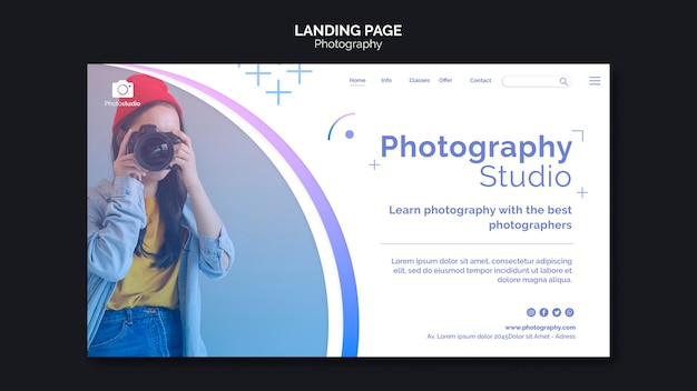 Free PSD photography studio landing page template