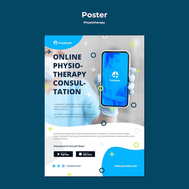 Free PSD physiotherapy concept poster template