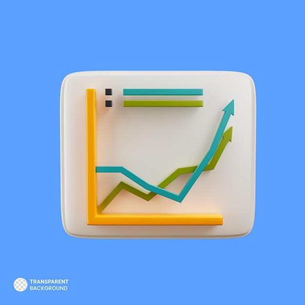 Free PSD pie chart growth report of financial graph icon isolated 3d render illustration