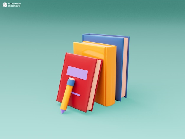 Free PSD pile of books 3d render isolated