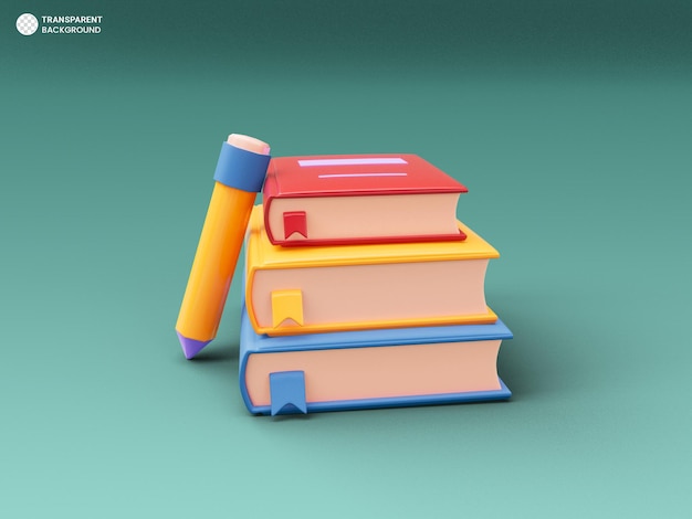 Free PSD pile of books icon isolated 3d render illustration