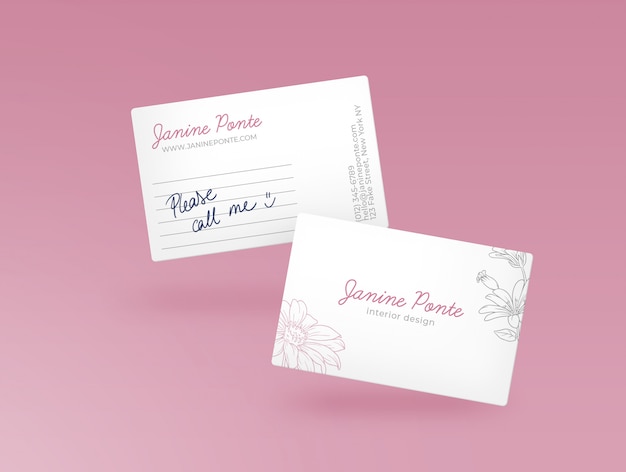 Pink bussiness card mockup