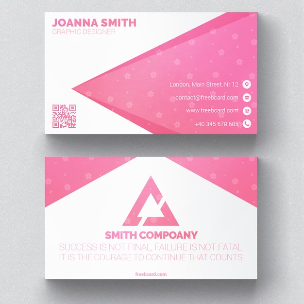 Free PSD pink floral business card