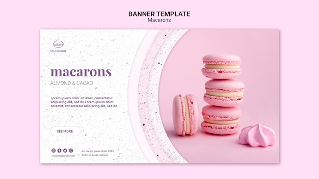 Free PSD pink pile of macarons banner template