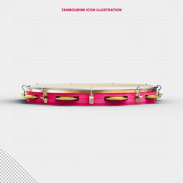 Free PSD pink realistic tambourine in background