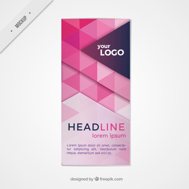 Free PSD pink triangles flyer mockup