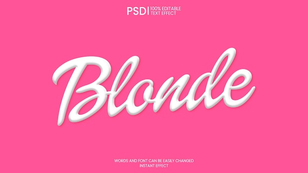 Free PSD pink and white doll 3d text effect