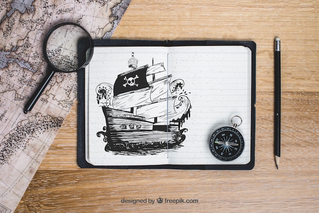 Free PSD pirate boat concept