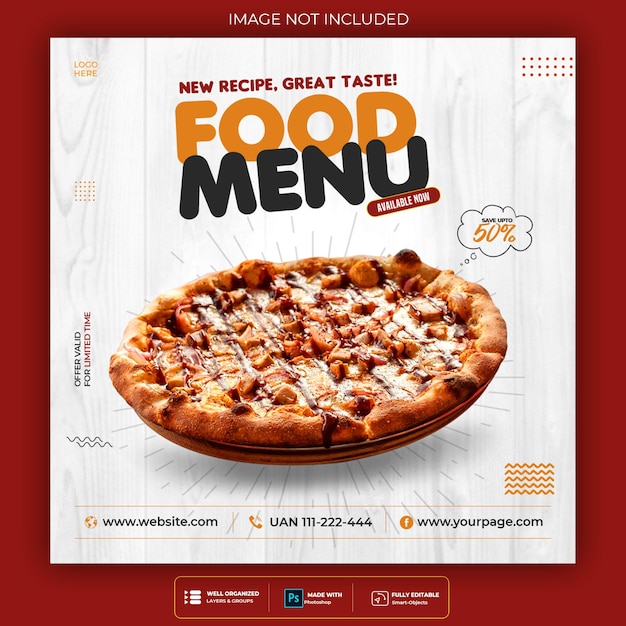 Pizza food social media banner post template