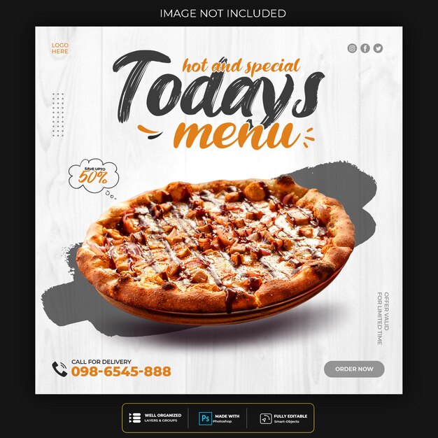 Pizza food social media banner post template