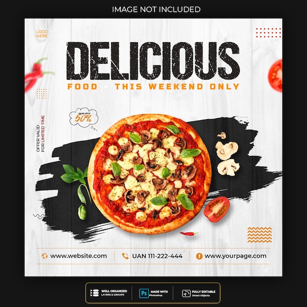 Pizza food social media banner post template