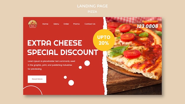 Free PSD pizza restaurant landing page template