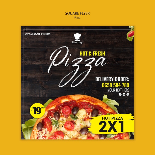 Pizza restaurant square flyer