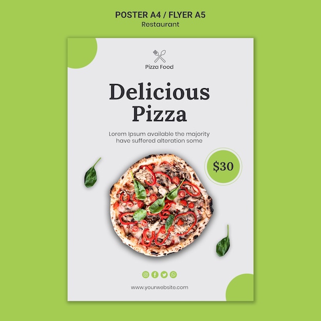 Free PSD pizza restaurant template poster