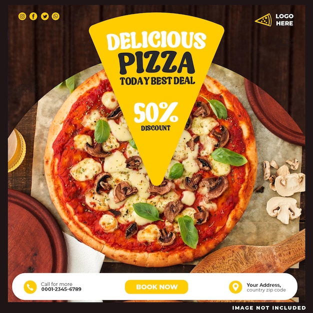 Free PSD pizza social media promotion and instagram banner post design template