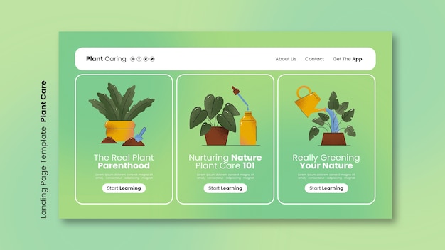 Free PSD plant care landing page template