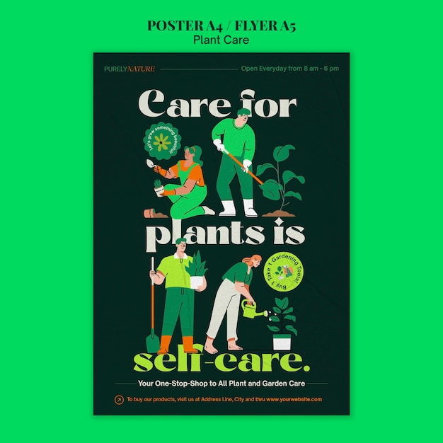 Free PSD plant care poster template