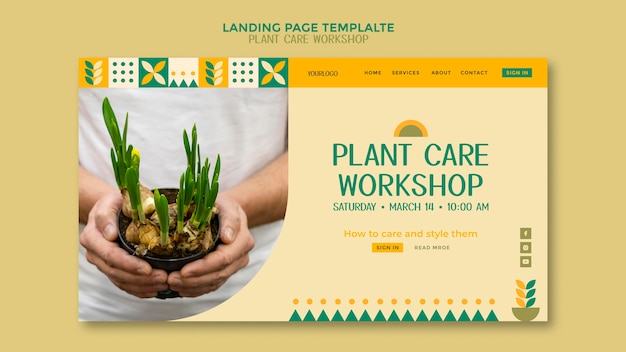 Free PSD plant care workshop landing page