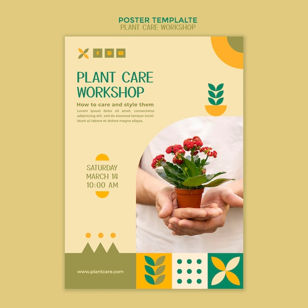 Free PSD plant care workshop poster template