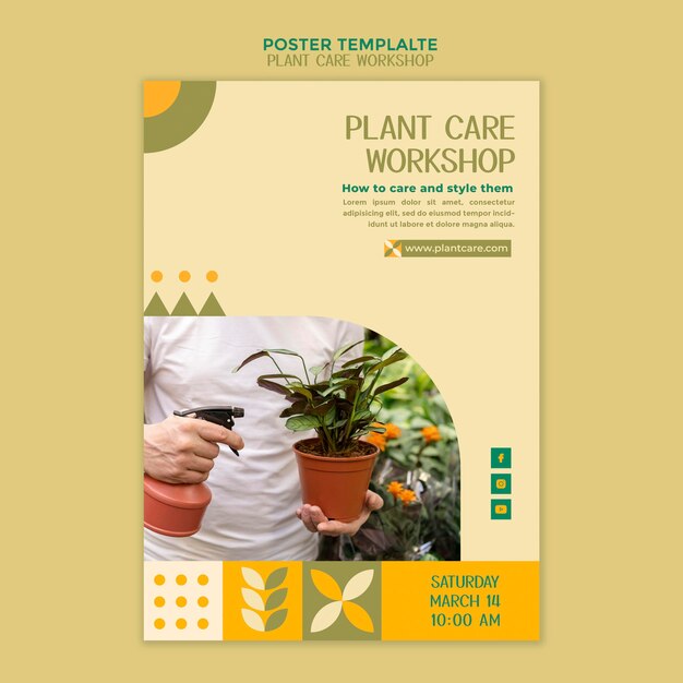 Plant care workshop poster template