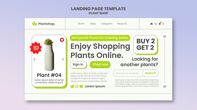 Free PSD plant shop template design