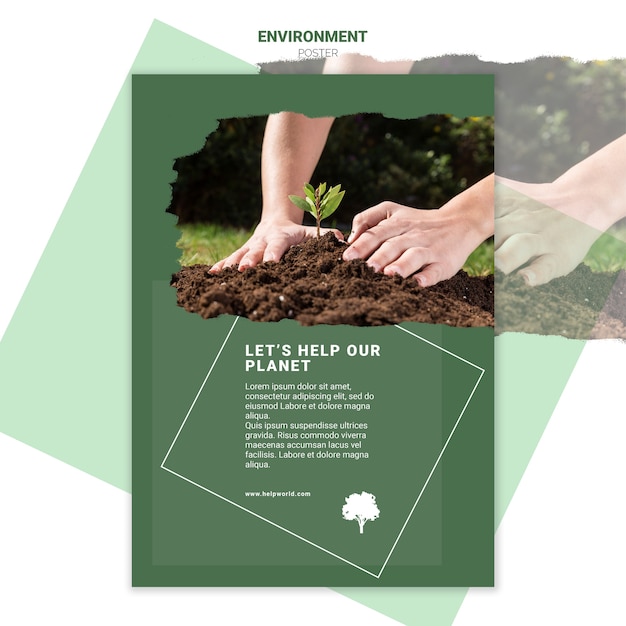 Free PSD planting a new seedling in dirt poster template