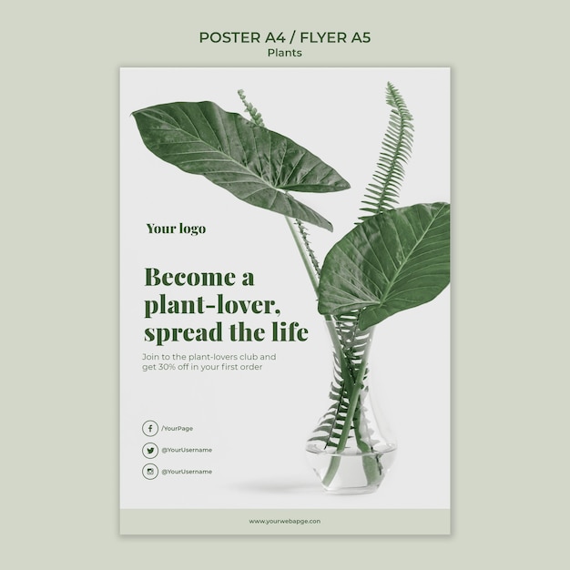 Free PSD plants poster template design