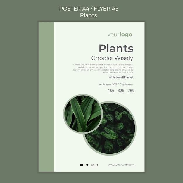 Free PSD plants shop flyer template