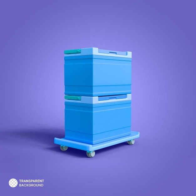 Free PSD plastic ice box icon isolated 3d render illustration