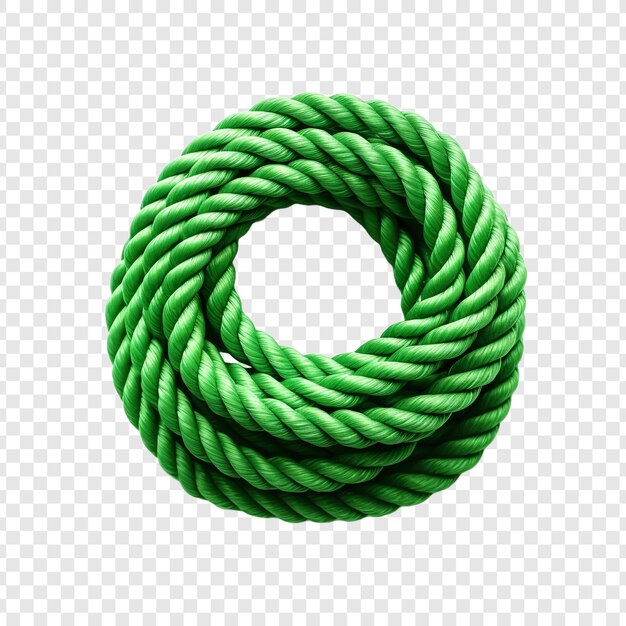 Free PSD a plastic rope of green color is coiled and placed isolated on transparent background