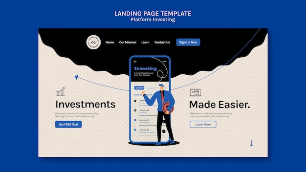 Free PSD platform investing landing page template,